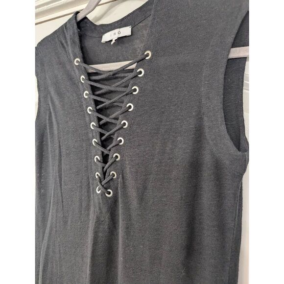 IRO Daisy Dress women's XS black midi‎ ruching LINEN  minimalist - Picture 3 of 7